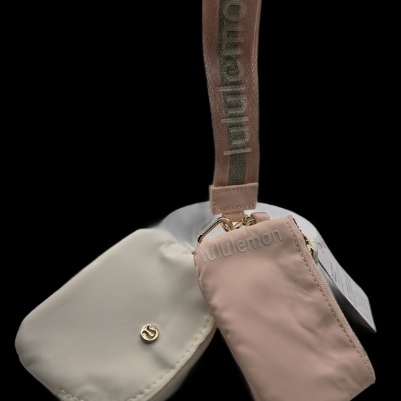 NWT Vapor / Gold / White Lululemon Dual Pouch Wristlet - Picture 2 of 5